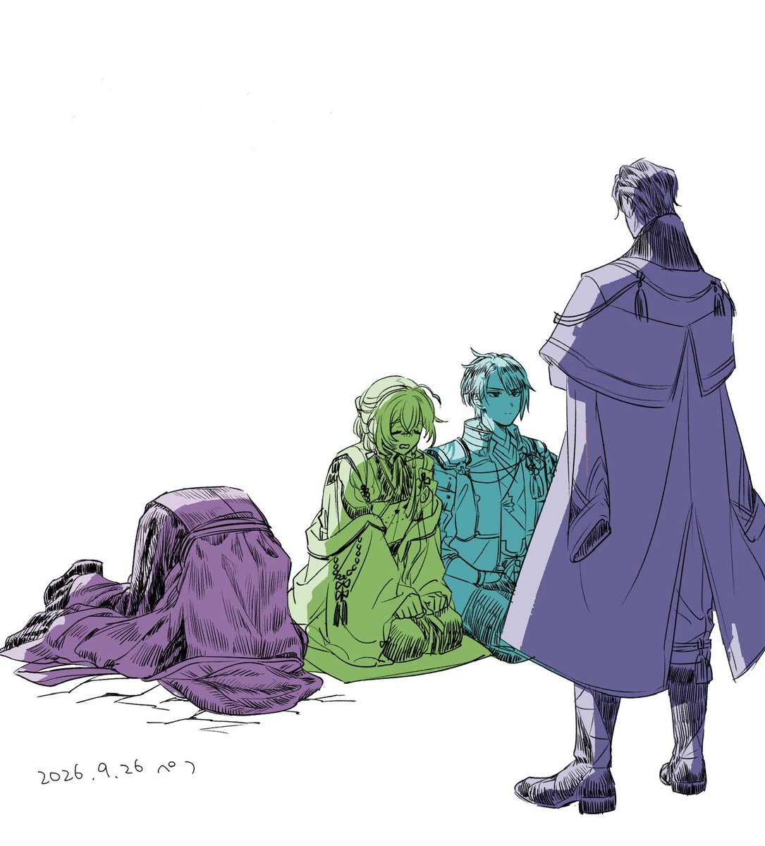 ogi_stok's tweet photo. 素材お借りしました〜！！
ずっと描きたかったやつ！！
佐伯の付き添いで一緒に説教聞いてる頼朝さんが1番ちゃんと真摯に受け止めてるやつ
あと佐伯(等身大)の初描きがこれ https://t.co/PS1zD2keUX