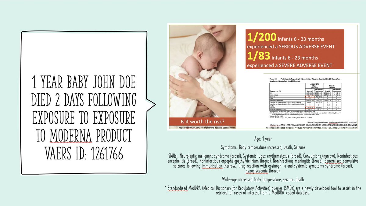 JesslovesMJK's tweet photo. Please understand. Your babies DO NOT RUN ANY RISK OF DEATH FROM SARS-2, BUT THEY MIGHT RUN THE RISK OF DEATH FROM THE COVID-19 SHOTS. It's in the CDC's own data. 

This is not an opinion - it's in HHS's own pharmacovigilance data. These placards are what got me booted from Twitter before.