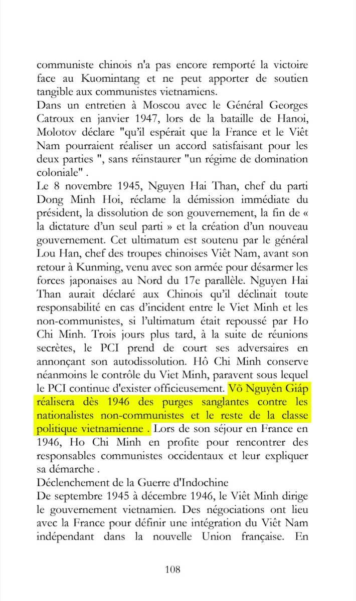 levvarchive's tweet photo. ❝Võ Nguyên Giáp réalisera dès 1946 des purges sanglantes contre les nationalistes non-communistes et le reste de la classe politique vietnamienne.❞

📕Heinz Duthel, "La Légion et la bataille à Diên Biên Phú : La Légion est leur patrie", 2015, Page 108. https://t.co/xF2Do6IvLD