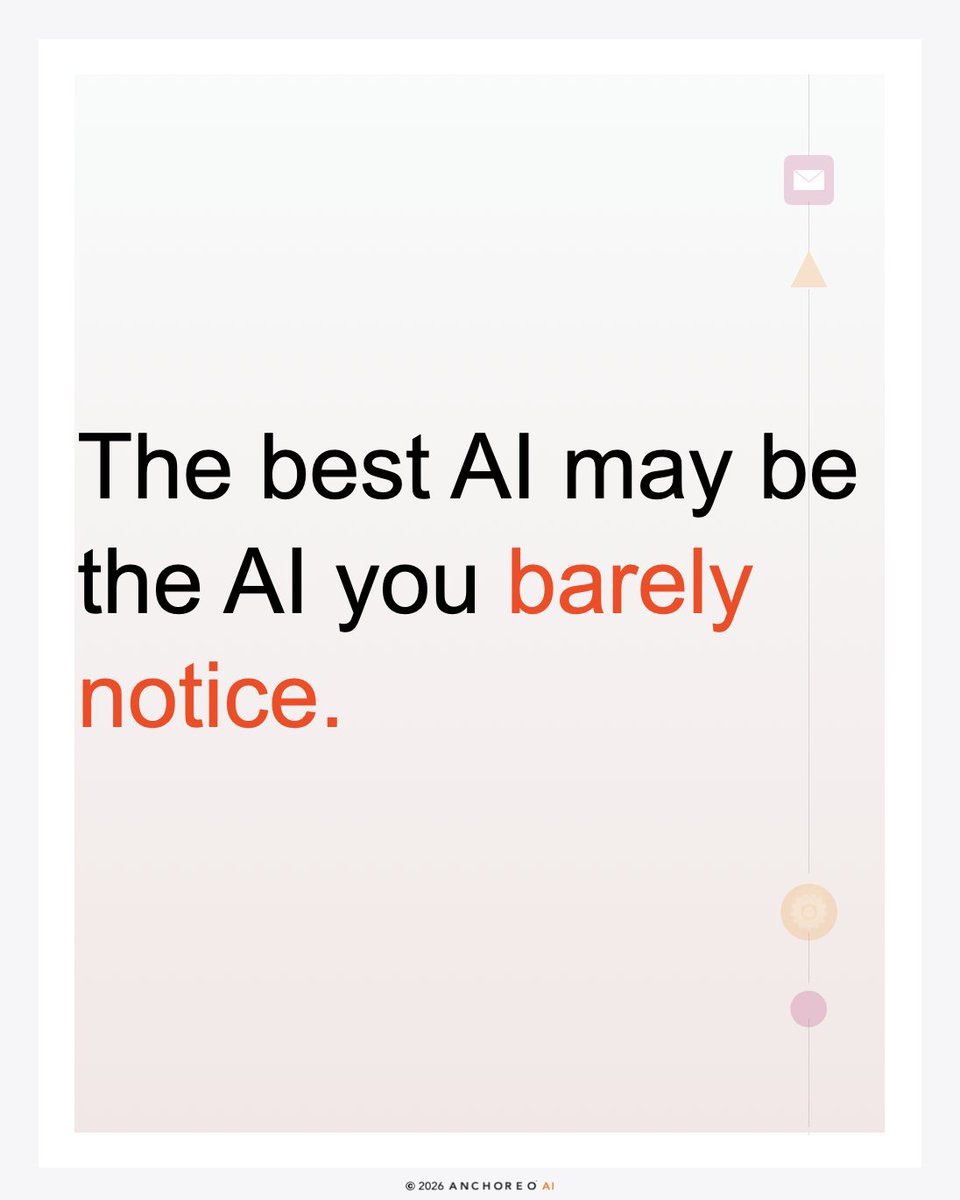 AnchoreoAI's tweet photo. The best AI experiences may be the ones we barely notice.

They work quietly in the background, removing friction, anticipating the next step, and helping us get things done without constantly demanding our attention.

As AI becomes more embedded in everyday workflows, perhaps seamlessness will matter as much as intelligence.

The real measure of great AI may be how naturally it fits into the way we already work.