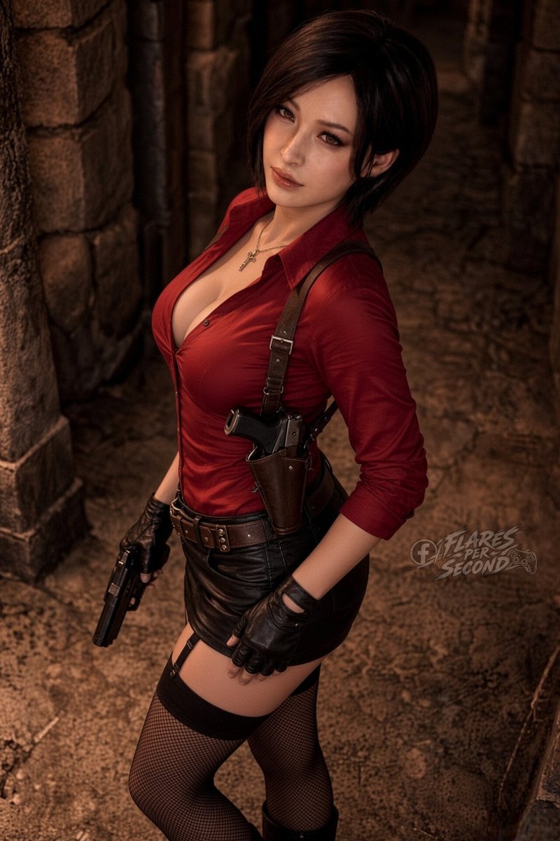 flarespersecond's tweet photo. Ada Wong looks stunning here—classic red outfit, tactical gear, and a dark atmospheric corridor that perfectly matches her signature style. 🔥
#AdaWong #ResidentEvil #RE4Remake #FlamesPerSecond https://t.co/dc6xxBh9vs