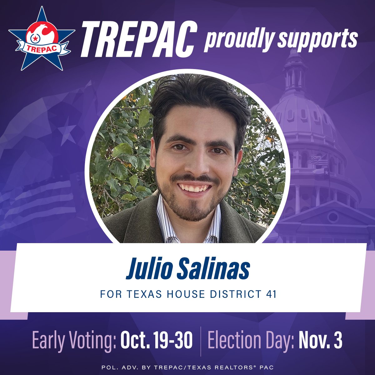 TexasTREPAC's tweet photo. We are proud to support @julioforrgv for #HD41 #txlege https://t.co/XslhbrIVqM