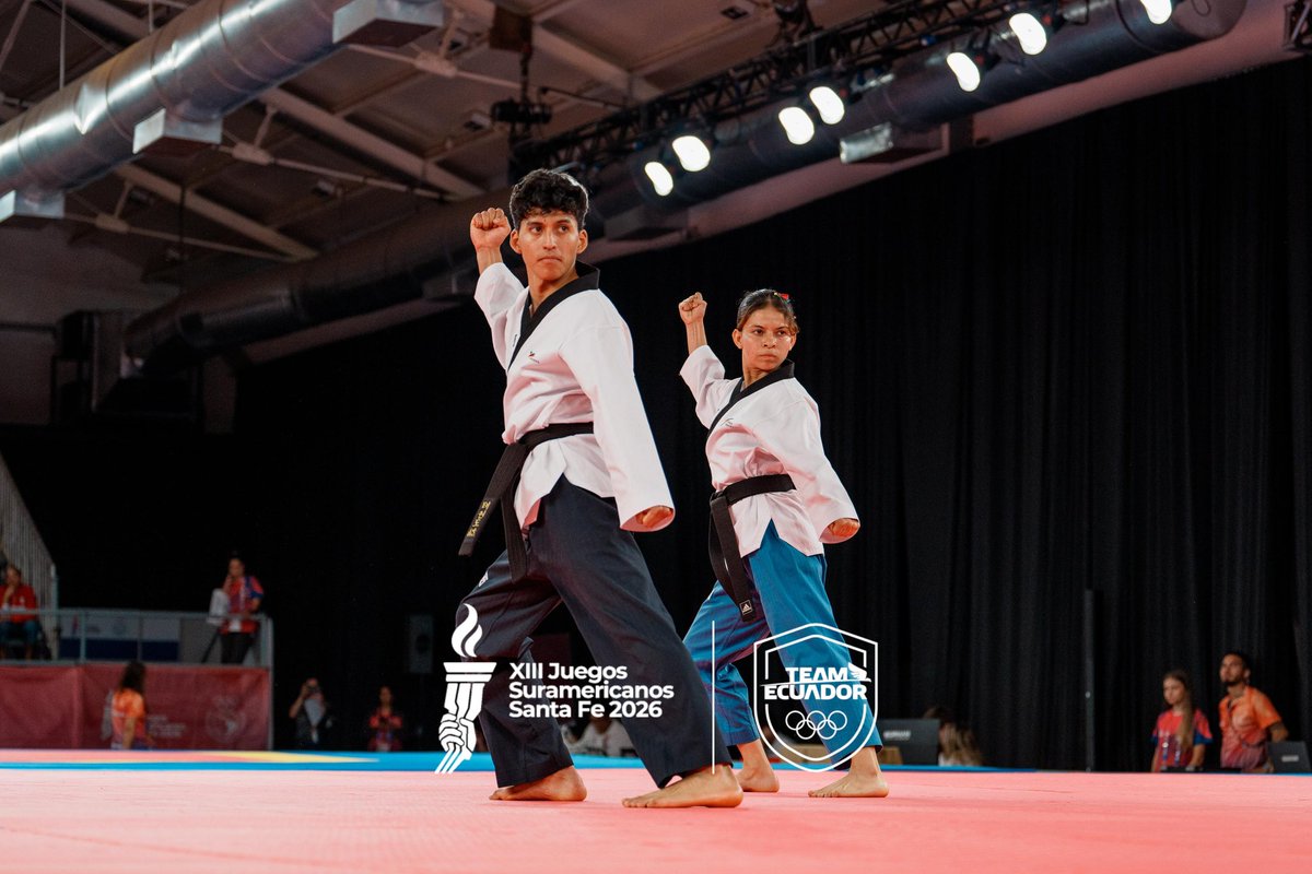 TeamEcuador_Oly's tweet photo. CUARTOS DE FINAL EN POOMSAE MIXTO 🇪🇨🥋

Lester Mota y Lissette Segura finalizaron su participación en Santa Fe 2026 tras caer ajustadamente en cuartos de final ante Argentina por 8.399 a 8.449.

¡Gran trabajo de nuestra pareja tricolor en el tapiz! 👏🇪🇨

#TeamEcuador #SantaFe2026 https://t.co/Uf1NbfkhqA