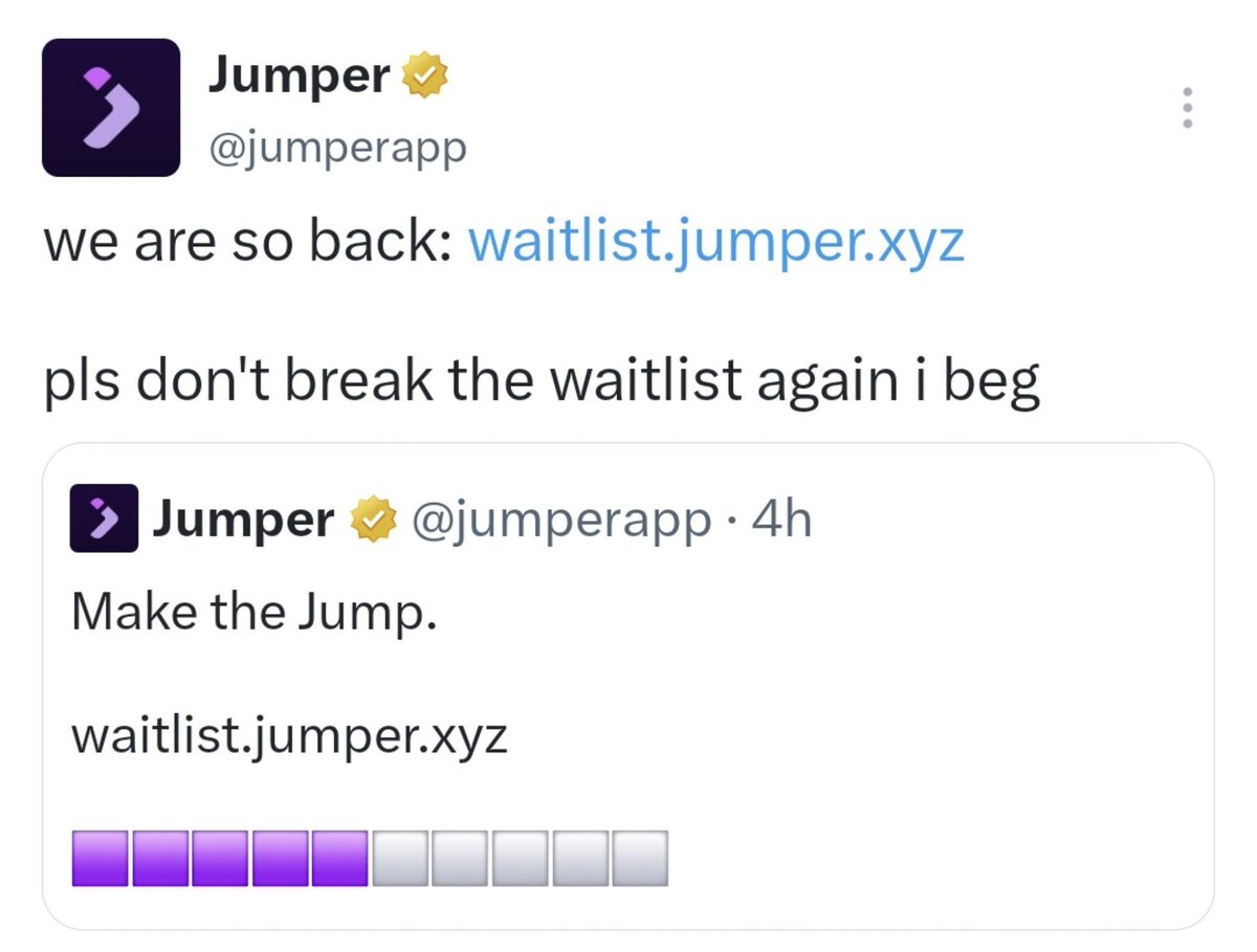 CrypzoidX's tweet photo. 33.33% of $JUMP Supply Will Be Distributed To Community 🪂🚀
👀

Follow  @CrypzoidX  X @jumperapp

Early Users of Jumper Will Eat Good &amp; Also Try To Get In Top 500 For Surprise Reward 🫡✨️ https://t.co/5SkaeJ2Ydg