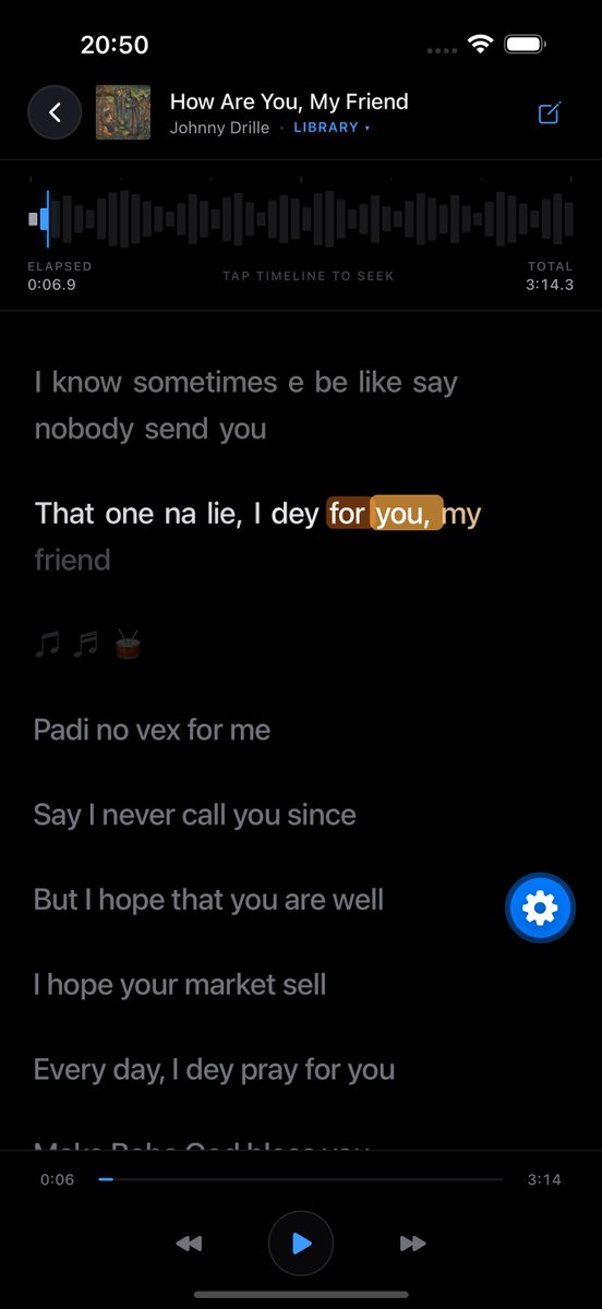 OlaBima_'s tweet photo. I wanted to understand how @Spotify -style synced lyrics actually work, so I built my own in React Native.
GitHub: https://t.co/ZeTJN1gHr4 
You can sync lyrics line-by-line or word-by-word, then play them back in real time.
🧵 A little more on how it works ↓ https://t.co/qoR8ZP9Rd5