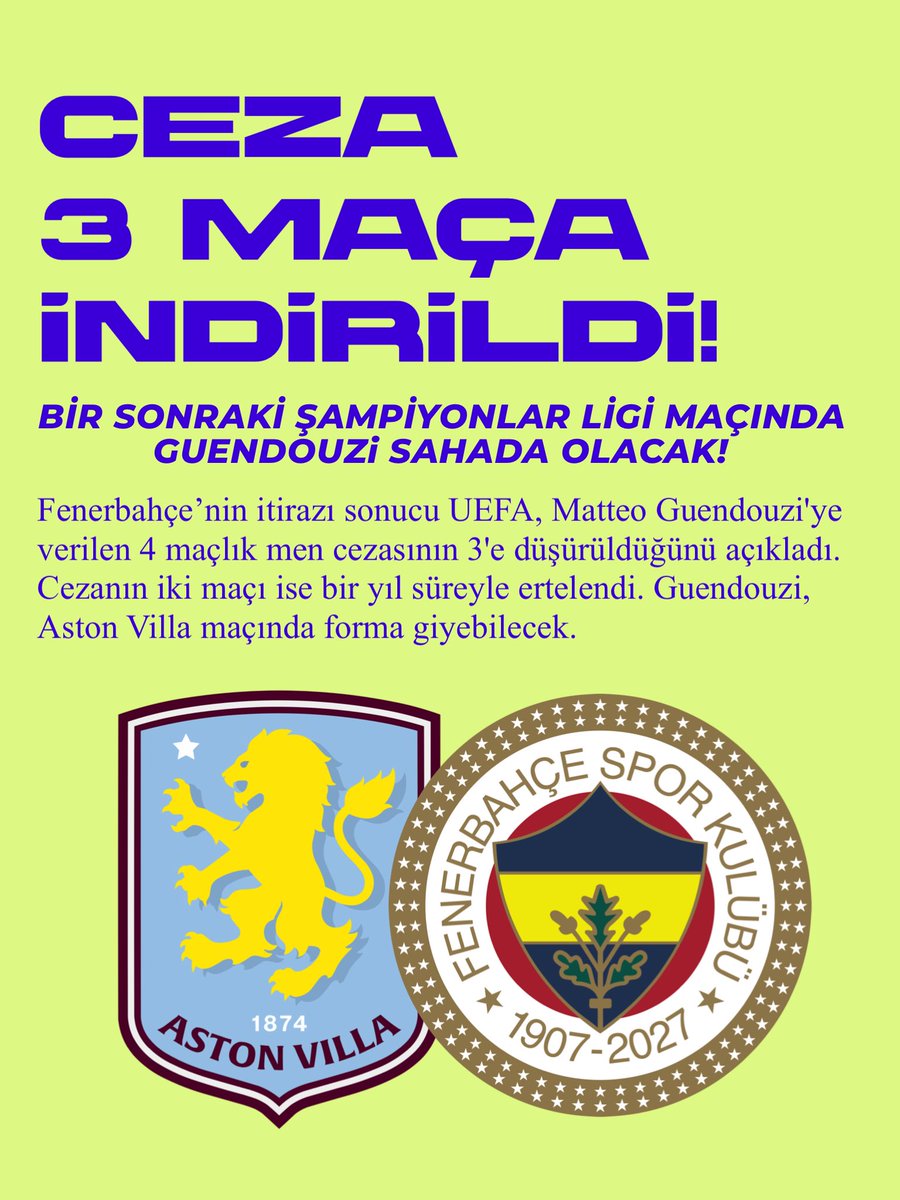 footbossapp's tweet photo. Fenerbahçe’nin Matteo Guendouzi için itirazı sonuçlandı; Ceza kalktı! https://t.co/hhgS779rdd