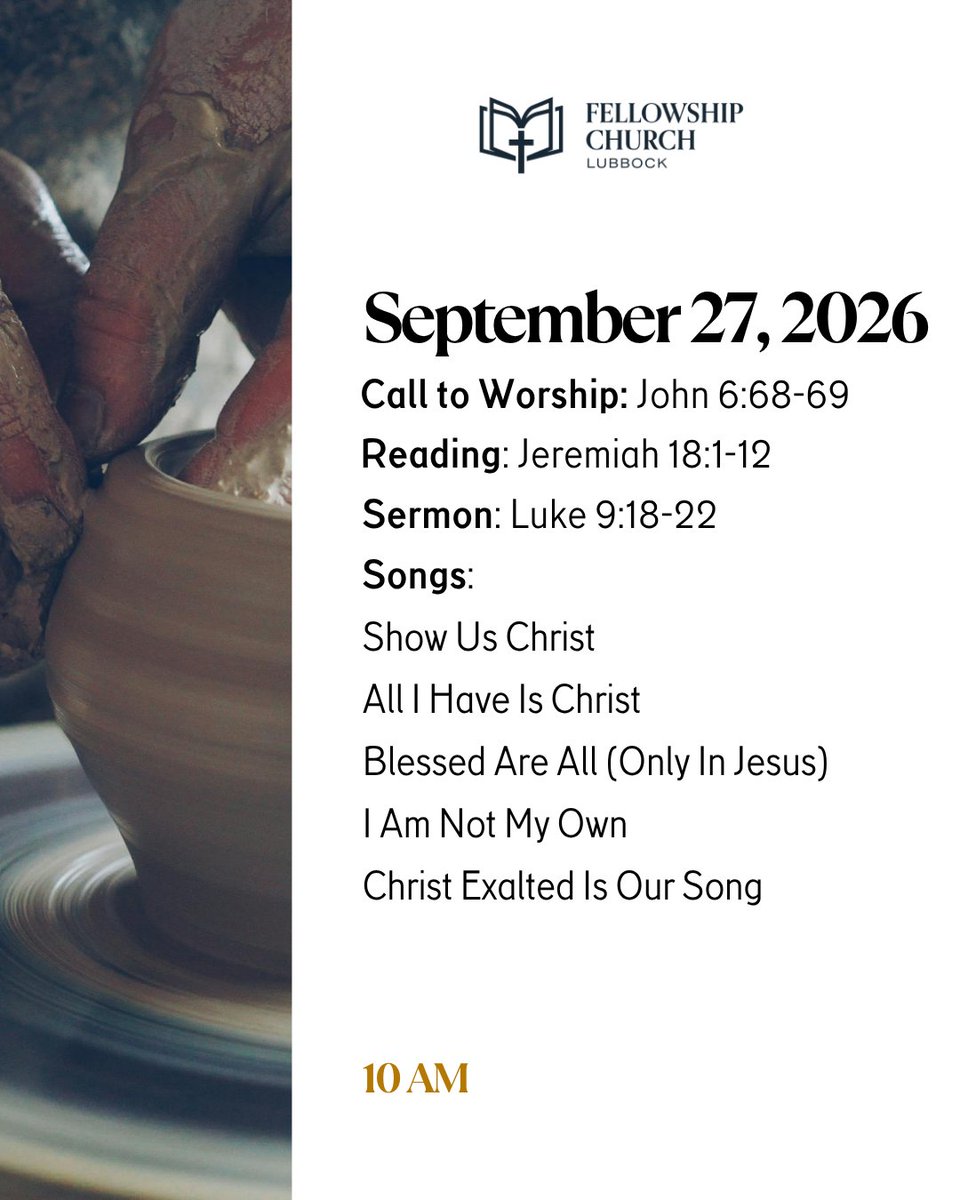 fellowshipCL's tweet photo. โช๏ธ Join us at ๐๐๐๐ฆ when we gather together at #FCLubbock this #LordsDay to worship the Living God!
๐ง You can find a playlist for this week's songs on our Spotify and YT channels. https://t.co/7quyM8jhtv