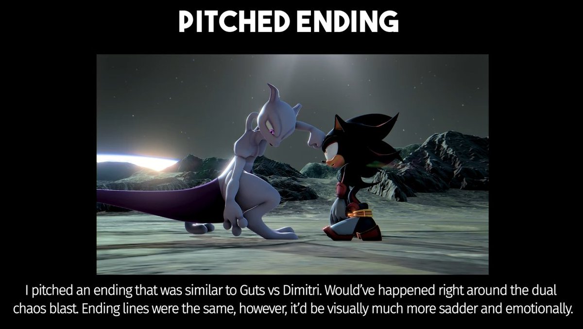 DeathShitpost's tweet photo. Souljen revealed in a recent video that he pitched an ending to Shadow vs Mewtwo that much sadder akin to Guts vs Dimitri accompanied with several screenshots (1/2)

#DEATHBATTLE #Shadow #Mewtwo #Sonicthehedgehog #Pokemon https://t.co/eeSoddijXv