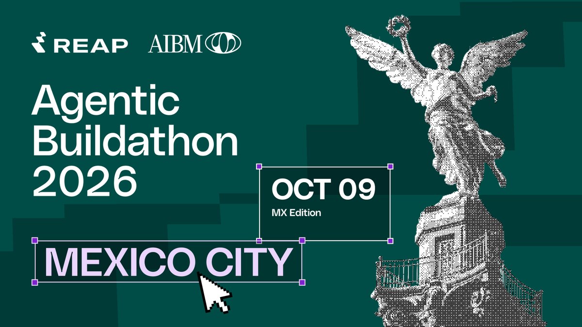 Wenlopezn's tweet photo. Hackathon de pagos agénticos de @reapglobal  x AI Builders MX en la CDMX 🇲🇽

​Para aquellos que están buscando soluciones del comercio agéntico, esta es una buena oportunidad!

Este Hackathon tendrá dos sedes: Singapur 🇸🇬 y Mexico! 

Traemos la corona aquí? 😏 Link en 🧵👇🏻

Gracias: @_javierivero @benkimbuilds por esta power collab 🔥