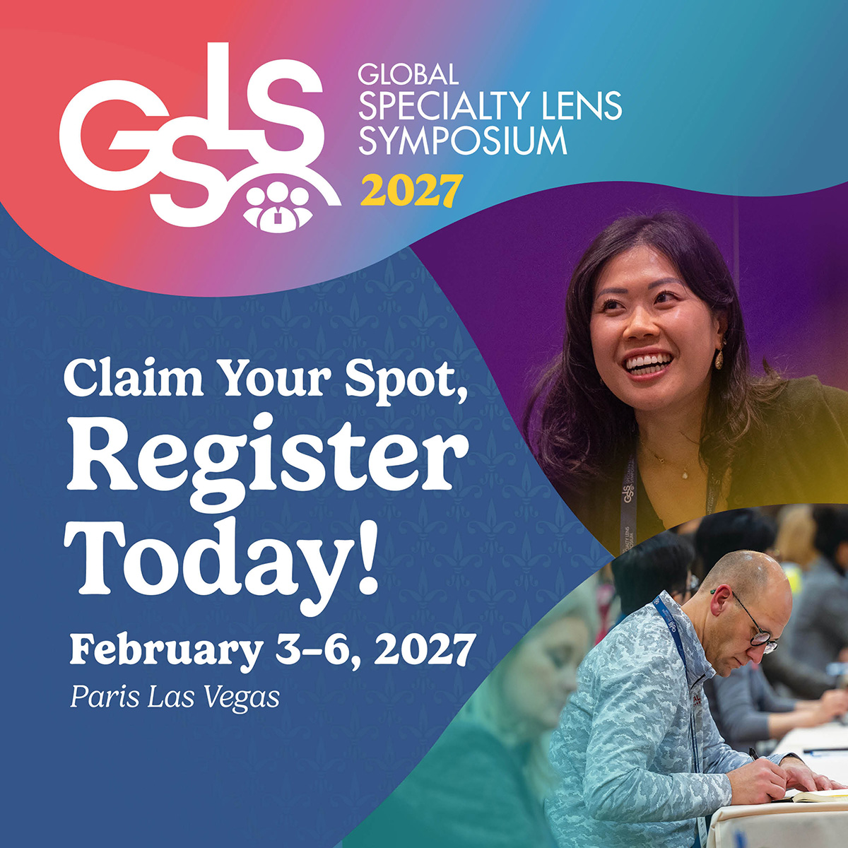 OptoManagement's tweet photo. 📅Feb. 3–6, 2027 | Paris Las Vegas

Don't miss the meeting dedicated to advancing specialty lens care.

Whether you're passionate about scleral lenses, myopia management, ortho-k, or complex contact lens fitting, GSLS 2027 has something for you.

Register: https://t.co/uP6G8s2Gdg https://t.co/YyEyklklBF