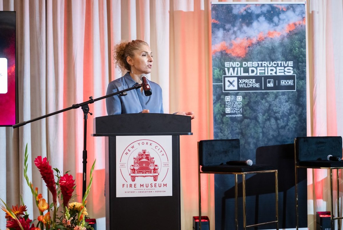 xprize's tweet photo. It was a momentous day for #XPRIZEWildfire as we announced the competition’s awardees at the Awards Ceremony during #ClimateWeekNYC. The event featured insightful discussions about the need for new approaches to destructive wildfires and the role of breakthrough technologies. https://t.co/Cu8teNo2mY