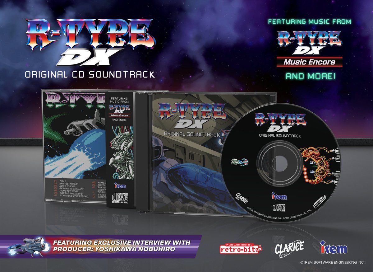RetroBitGaming's tweet photo. Fans have battled through R-Type’s intense difficulty, massive bosses, and unforgettable music for decades.

Now, experience both the original R-Type DX soundtrack and new tracks from R-TYPE DX: Music Encore, available on CD or Vinyl.

Pre-order today: https://t.co/B88izOZ4SP https://t.co/zl8elh9yff