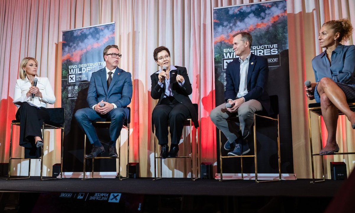 xprize's tweet photo. It was a momentous day for #XPRIZEWildfire as we announced the competition’s awardees at the Awards Ceremony during #ClimateWeekNYC. The event featured insightful discussions about the need for new approaches to destructive wildfires and the role of breakthrough technologies. https://t.co/Cu8teNo2mY