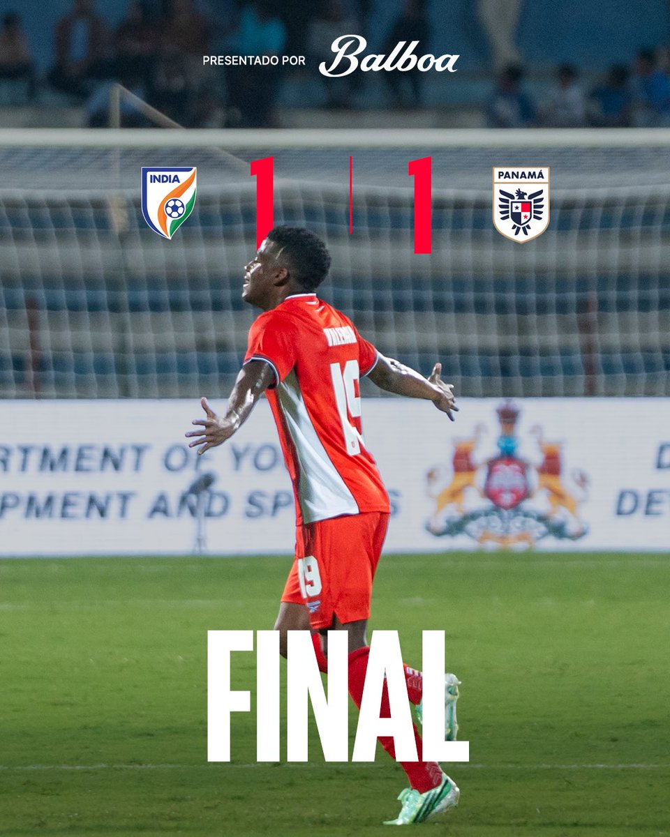 fepafut's tweet photo. Final del partido. 

Con un golazo de Omar Valencia, su primero en la selección, y varios debuts, #PanamáMayor🇵🇦 igualó 1-1 ante India 🇮🇳 en condición de visitante. 

#MareaQueLate🇵🇦 https://t.co/7fLAzyT0Nu