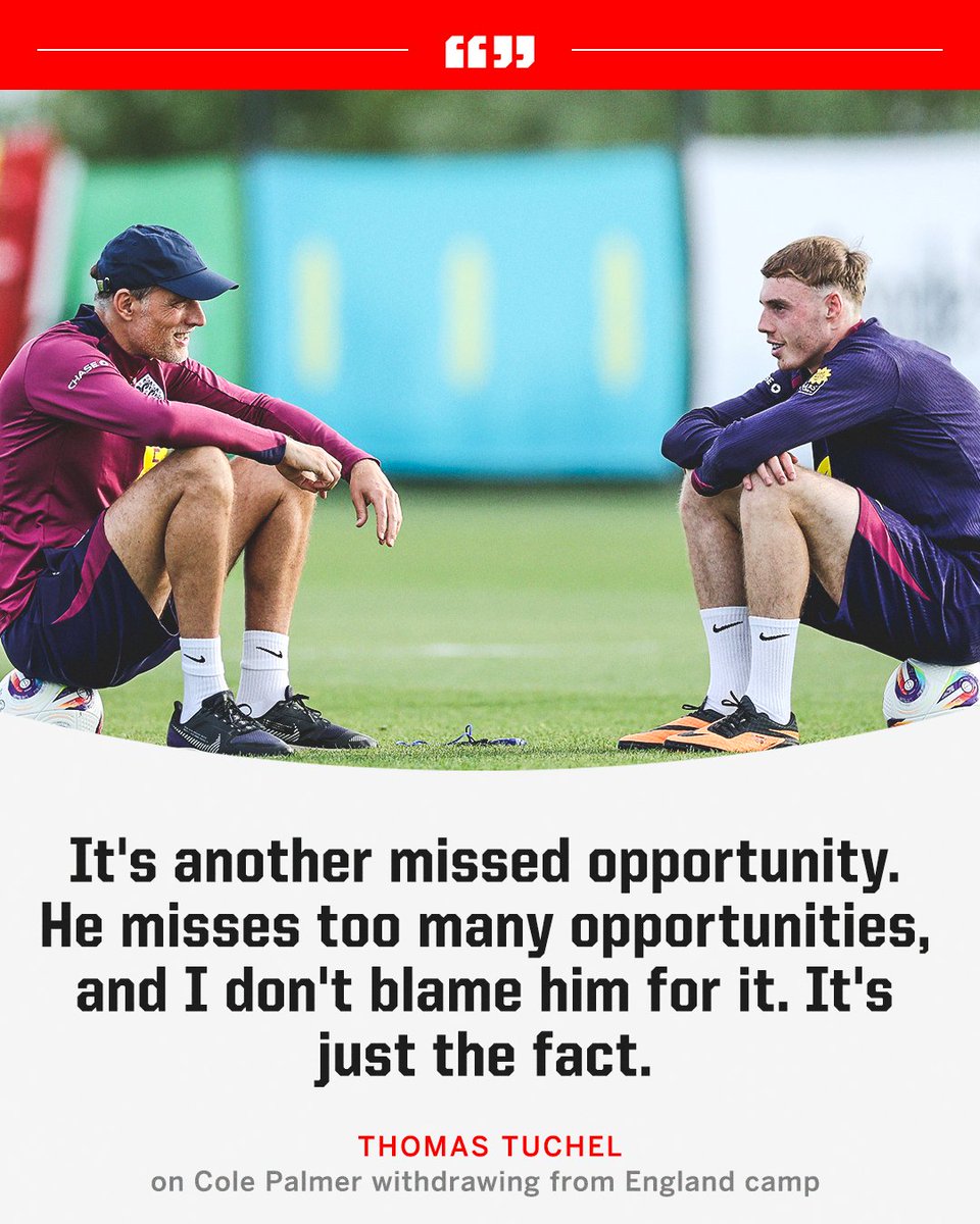 ESPNUK's tweet photo. Thomas Tuchel has said Cole Palmer is absent for "way too many camps with injuries" 👀 https://t.co/z1qGArwIip