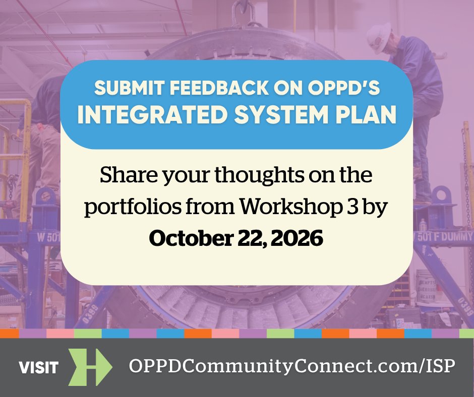 OPPDCares's tweet photo. We are gathering feedback on the portfolios shared during our Integrated System Plan Workshop 3. Your input plays an important role in shaping the final results, and you can share your comments until Oct. 22, 2026.

View the portfolios &amp; share feedback ➡️ https://t.co/HtfFVneaqu https://t.co/0TWDajNVx1