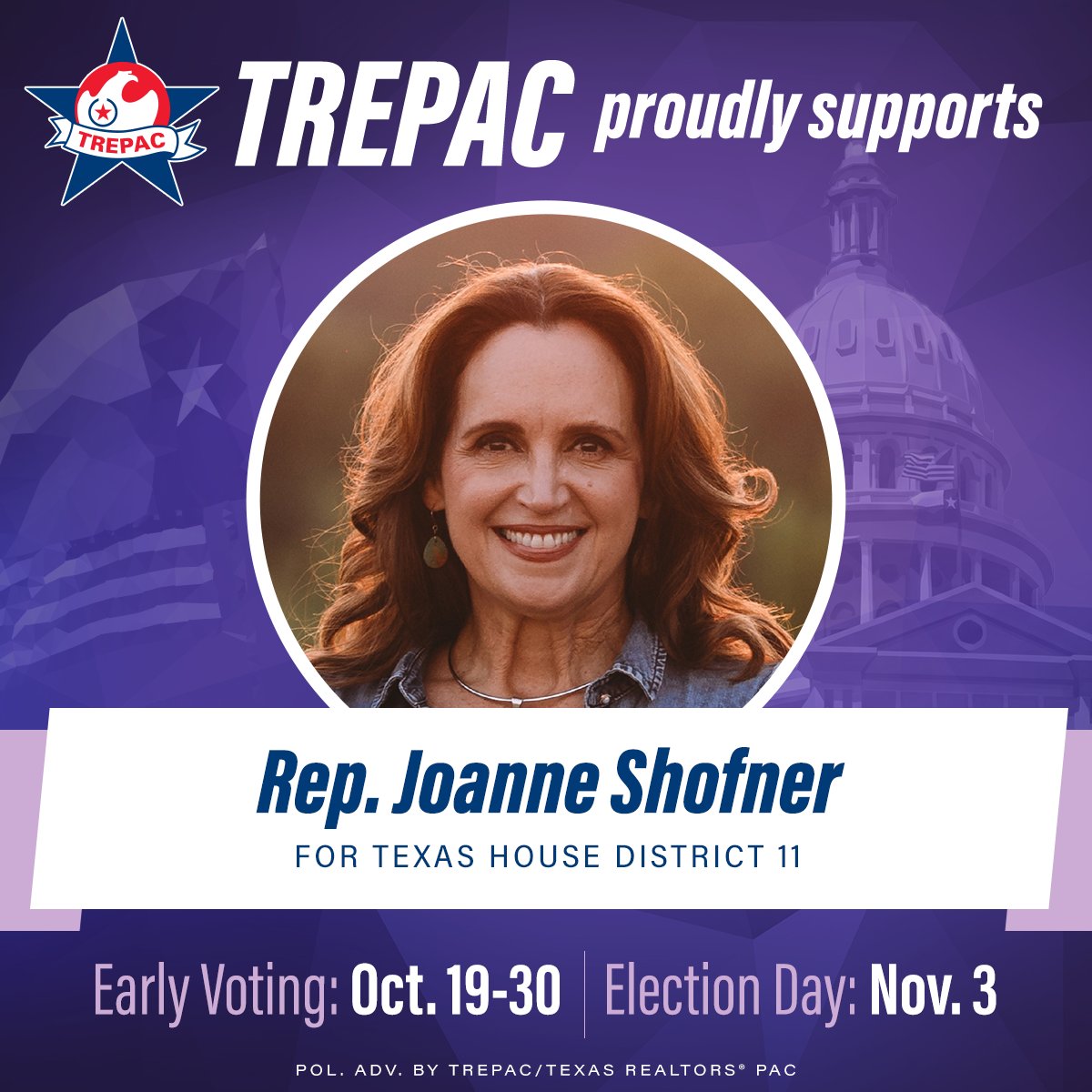 TexasTREPAC's tweet photo. We are proud to support @joannefortexans for #HD11 #txlege https://t.co/qtsjdyOq0t