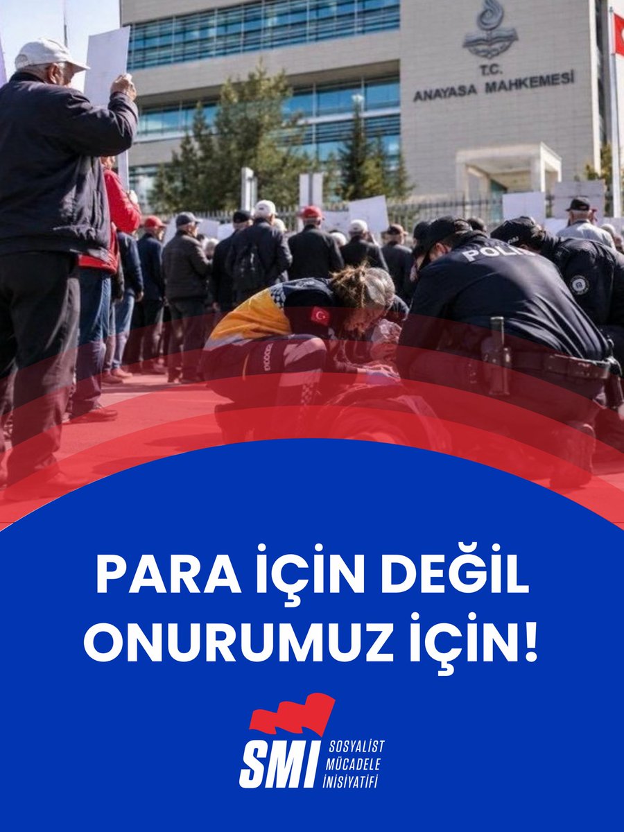 smi14793's tweet photo. Para için değil, onurumuz için!

Bugün emekli Ali Şekeroğlu, Anayasa Mahkemesi önünde yapılan zam eylemi sırasında “Para için değil, onurum için” diyerek intihar etti.

AKP iktidarının ve sermaye düzeninin işçileri, emeklileri, öğrencileri mahkûm ettiği sefalet düzeni bugün bu intiharda somutlaşmıştır.

Bir avuç sermayedar her gün daha da zenginleşirken yoksul halkı "sadaka ekonomisiyle" tarikatlara, cemaatlere veya çetelere muhtaç bırakan iktidara verilmiş bir cevaptır: Para için değil, onurumuz için!

Emeğimizden çalıp önümüze sadaka bırakanlara karşı "biz sadece hayatta kalmak istemiyoruz, onurlu bir yaşam istiyoruz" demektir.

İşçilerin, emeklilerin ve yoksul halkın onurlu yaşam hakkını savunacağız; emeğin iktidarını kurana kadar bunun için mücadele etmeye devam edeceğiz. Bu karanlıktan sadece örgütlü mücadele ile çıkabileceğimizi biliyoruz. Onurlu bir yaşamı hep beraber inşa edeceğiz.