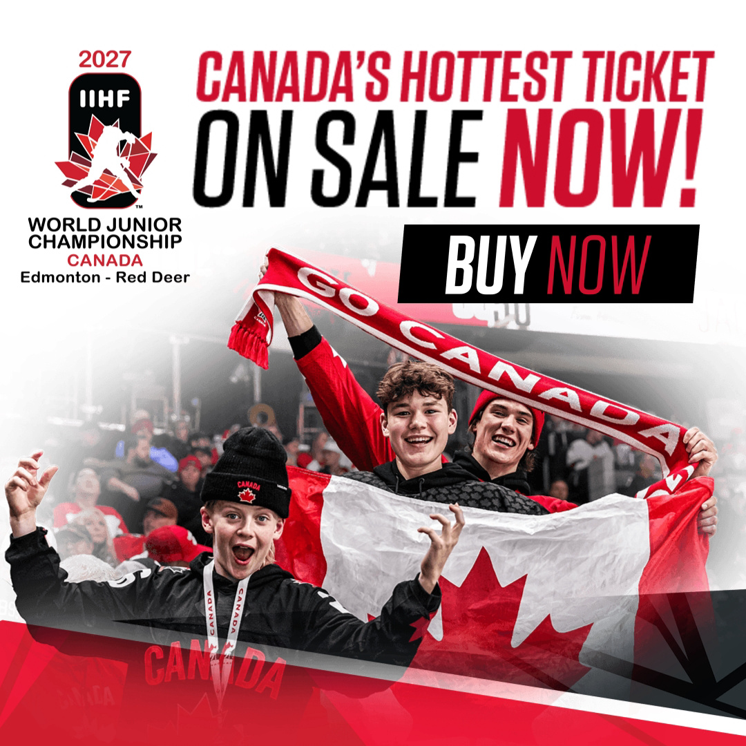 RogersPlace's tweet photo. CANADA'S HOTTEST TICKET 🍁. The World Juniors are returning to Edmonton and individual tickets are on sale now. See Team Canada and the rest of hockey’s next generation live at Rogers Place. Demand is high—choose your games now:

https://t.co/biZv3H6rW2 https://t.co/CchYHb1Hae