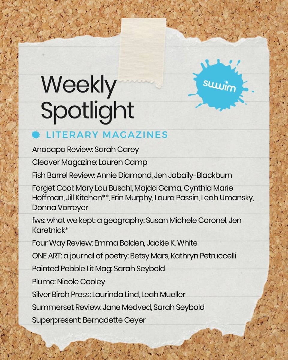 SWWIMmiami's tweet photo. Happy Weekend! Join us in celebrating this week's SWWIM #Shoutouts! 

#SWWIMEveryDay #SWWIMWithUs #Poetry #ItsLit #WomenWriters #WomenPoets #WomenPublishingWomen #Ciswomen #TransWomen #Nonbinary #Intersex #GenderExpansive #Inclusive #Community #WeeklySpotlight #ShoutOuts https://t.co/lblsIG9cN9