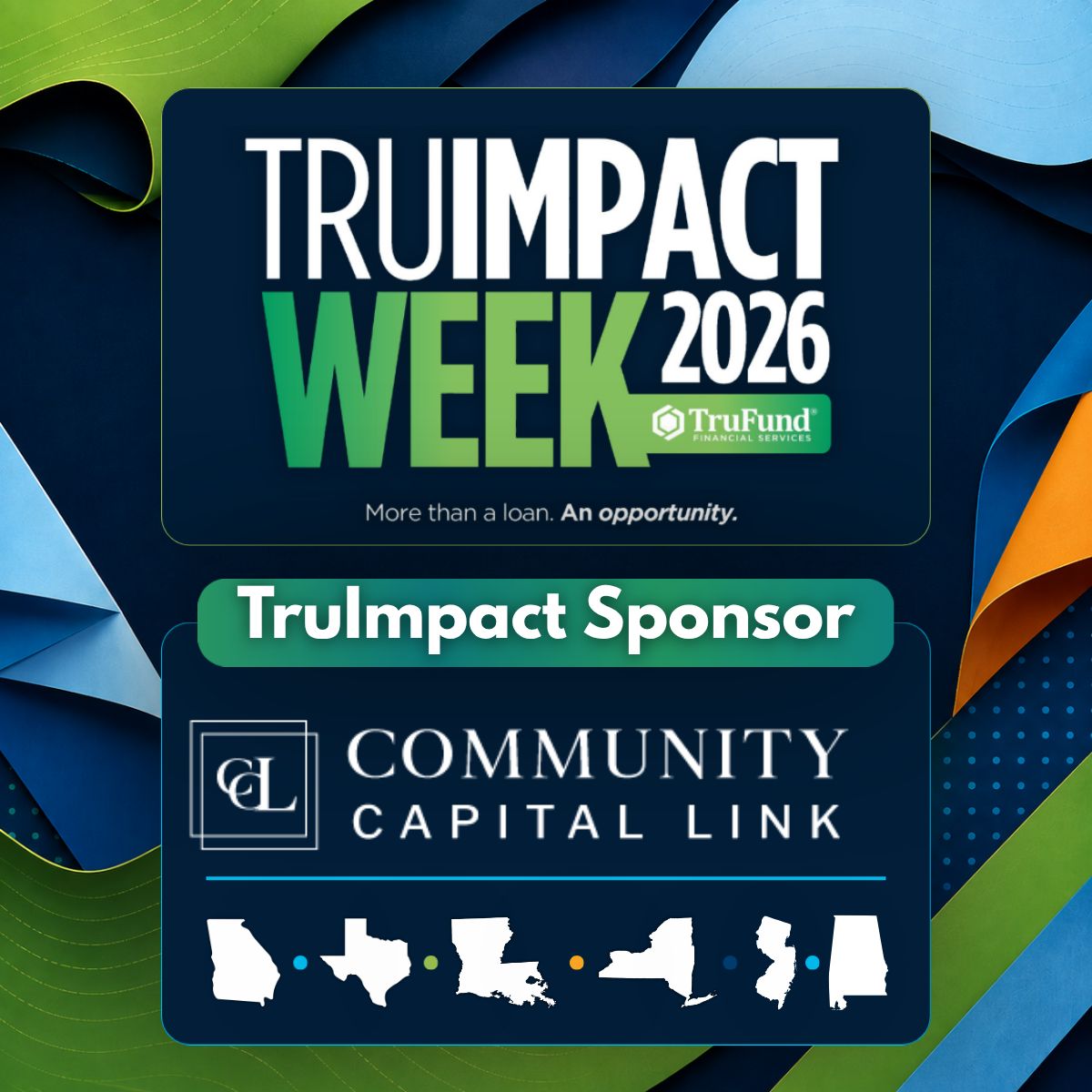 TruFundFinServ's tweet photo. We are proud to recognize Community Capital Link as a Bronze Sponsor of TruImpact Week 2026!
Reserve your seat: https://t.co/QwmZGcoci9
Interested in becoming a sponsor? Contact Kiaria Lipscomb at KLipscomb@trufund.org.
#TruImpactWeek #TruImpactAwards #TruFund https://t.co/8waOJkGinb