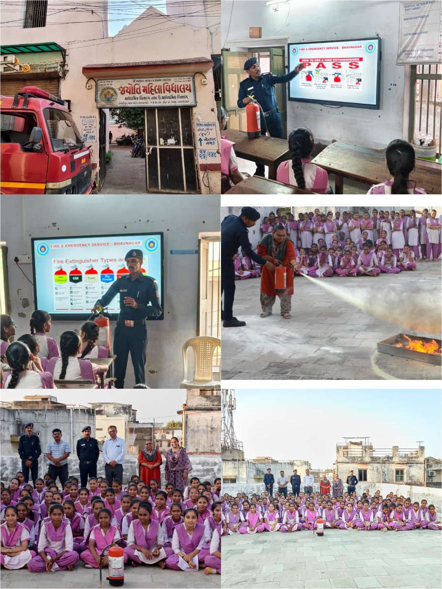 bmc_fire101's tweet photo. આજ રોજ ભાવનગર મહાનગર પાલિકાના ફાયર એન્ડ ઈમરજન્સી સર્વિસ વિભાગ દ્વારા *જ્યોતિ મહિલા વિદ્યાલય* લોખંડ બજાર-ખાર ગેટ ખાતે ફાયર સેફ્ટી અંગે જાગૃતિ લાવવા માટે ફાયર ડેમોનું આયોજન કરવામાં આવ્યું હતું.
આ કાર્યક્રમ દરમિયાન વિદ્યાર્થીઓ તથા સ્ટાફને આગ લાગે ત્યારે રાખવાની https://t.co/V6Hbl3Blju