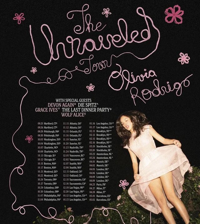 PopCraveFR's tweet photo. La tournée d’Olivia Rodrigo « The Unraveled Tour » commence ce soir. https://t.co/O9c2BLhqLc