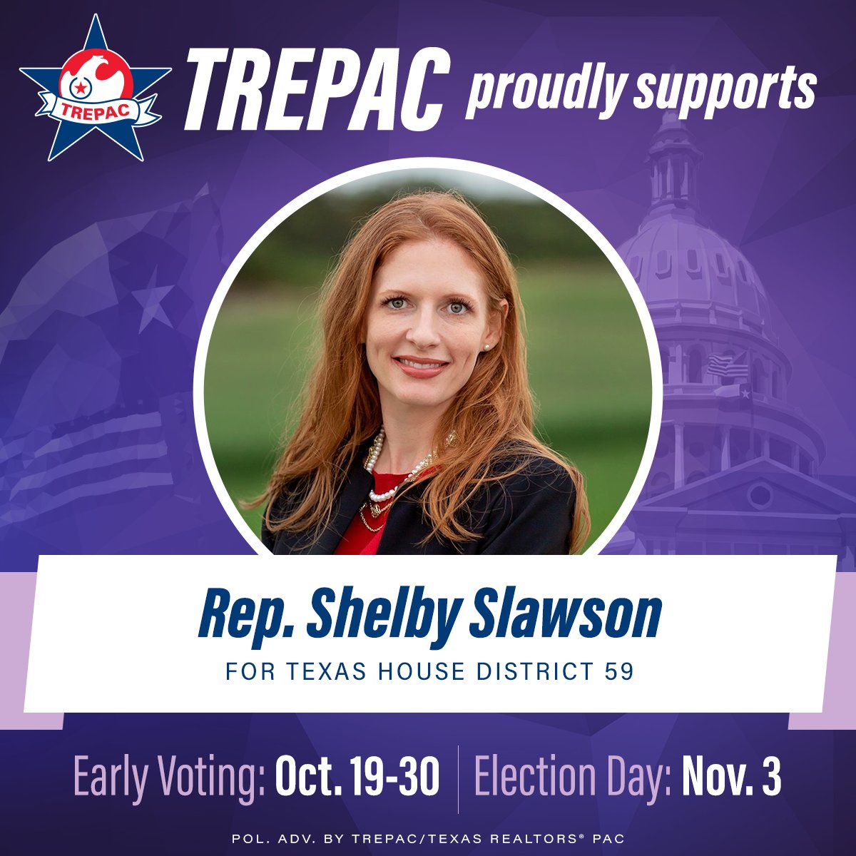 TexasTREPAC's tweet photo. We are proud to support @shelbyslawson for #HD59 #txlege https://t.co/khRF6sSbm4