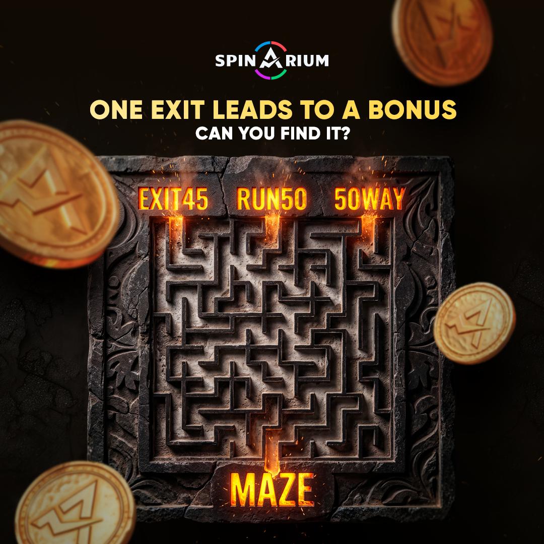 spinarium's tweet photo. 👉 One way in. Three ways out. Only one leads to the #bonus 

Trace your path from MAZE to the right exit, put the pieces together, and you've got your promo code.

🎁 Reward: 50 Free Spins in Aztec Magic Bonanza
🐾 Min dep: $10

Take your time. Dead ends are part of the fun 😉

Found it? Enter the code and let the spins roll 🎰
https://t.co/6hqsqLxFK4