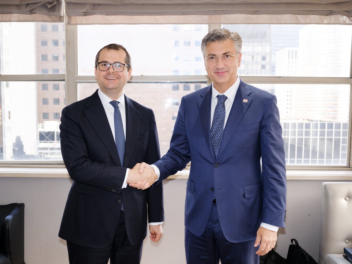 Vasile_Tofan's tweet photo. A very good discussion with Croatian Prime Minister @AndrejPlenkovic in New York.

I thanked him for the open exchange and for Croatia’s strong support for Moldova’s European path. We discussed the next steps in our accession process, regional security and opportunities to deepen our bilateral cooperation.

Grateful for Croatia’s strong support for Moldova and looking forward to turning our close political dialogue into more concrete projects and opportunities for our people.