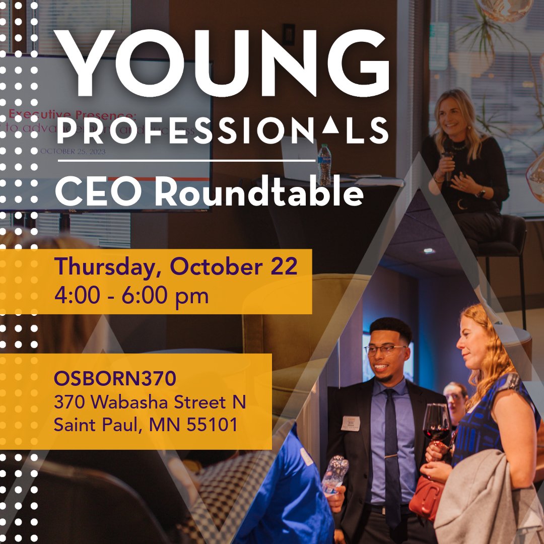 SPACC's tweet photo. Join us at Osborn370 for an evening of small group conversations with Twin Cities CEOs and senior leaders.

https://t.co/BfYKF1bszR https://t.co/pzU4PvAwom