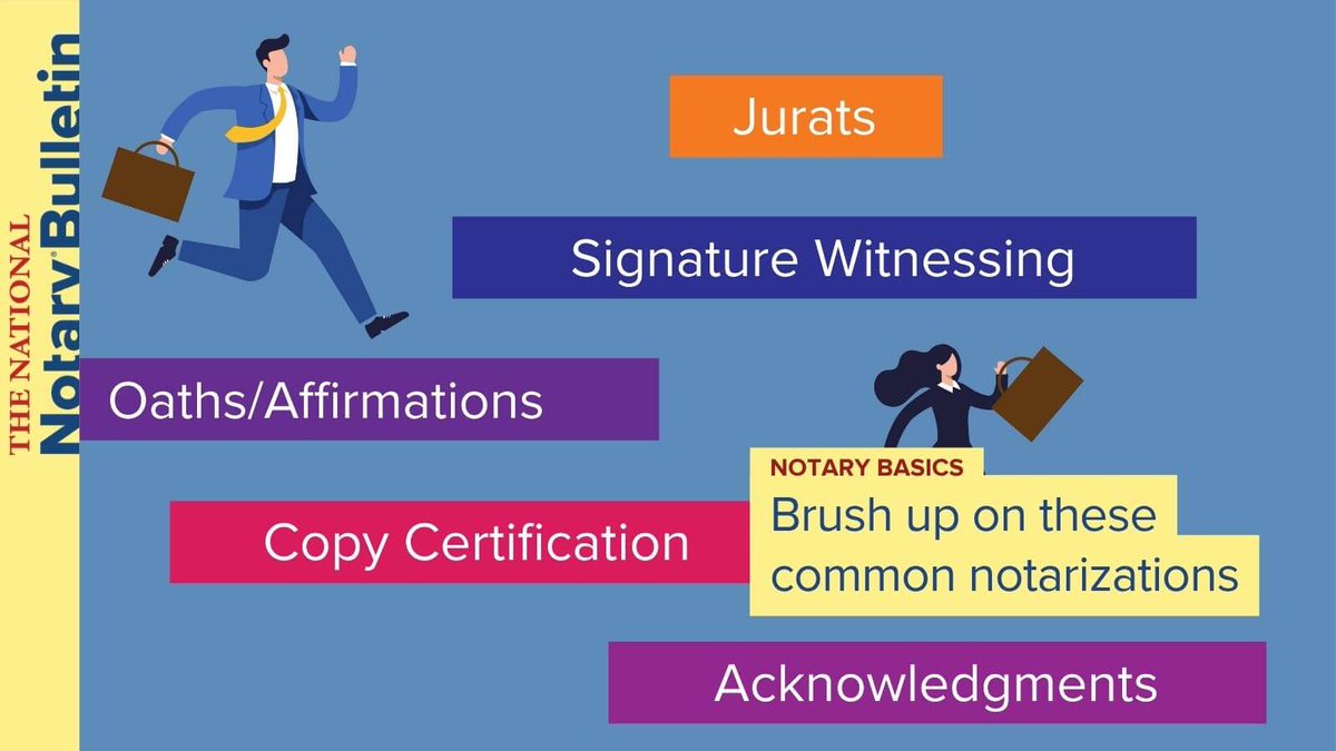 nationalnotary's tweet photo. Here is a look at 5 notarial acts most often requested by signers. https://t.co/5b09wARKiS https://t.co/E21iD1OdGg