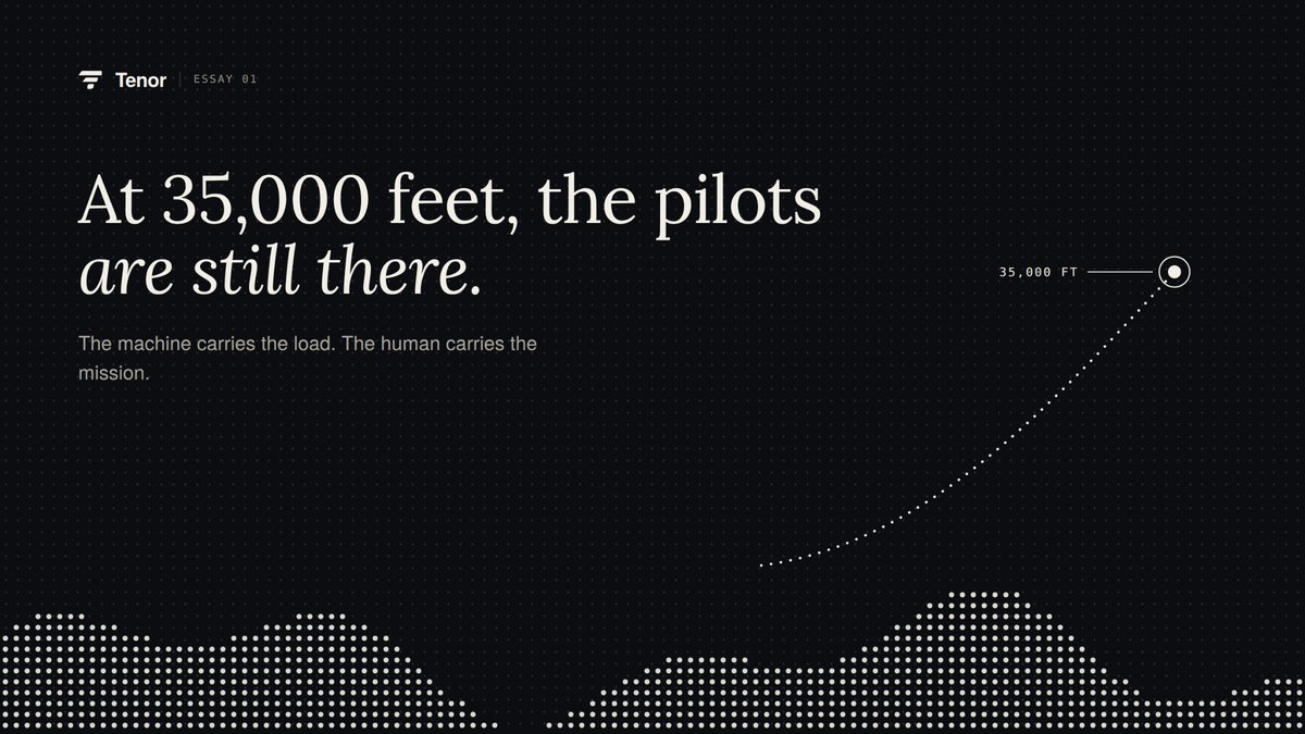 heytenorcom's tweet photo. At 35,000 feet, autopilot flies the plane.
The pilots never leave the cockpit.

Automation didn't replace them. It moved them higher.

That's the future of AI at work.
The machine carries the load. The human carries the mission. https://t.co/ajNPB4ddX5