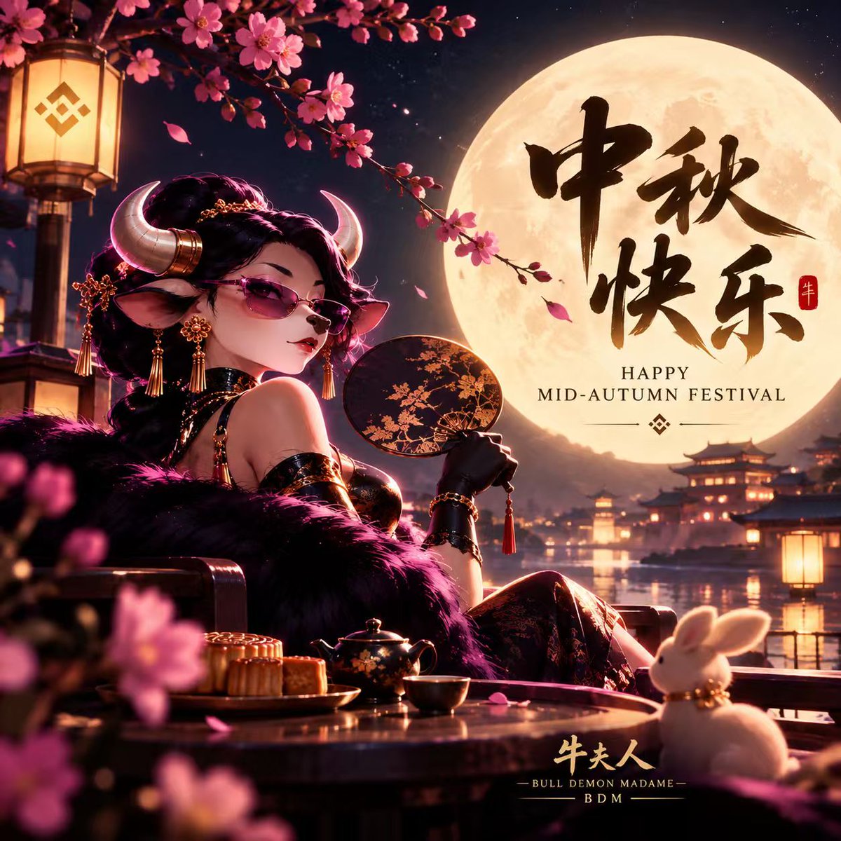 Bulldemonmadame's tweet photo. 🌕 Happy Mid-Autumn Festival!

May the moon be full, the bags be fuller, and the market stay bullish. 🐂🥮

Enjoy the night, enjoy the moon — Madame is always bullish.💜 https://t.co/jyJZqwrYJW
