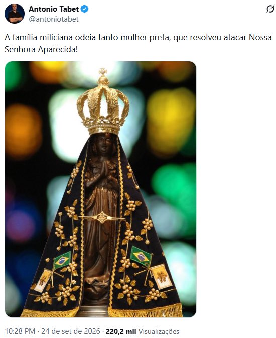 adrianosoares's tweet photo. Engraçado: @antoniotabet faz parte do Porta dos Fundos que desrespeitou a fé católica e de todos os cristãos. Sem respeito nenhum a católicos e evangélicos. Agora, virou defensor oportunista de Nossa Senhora. Que vergonha! Mas a finalidade não é religiosa: é de manipulação eleitoral.
