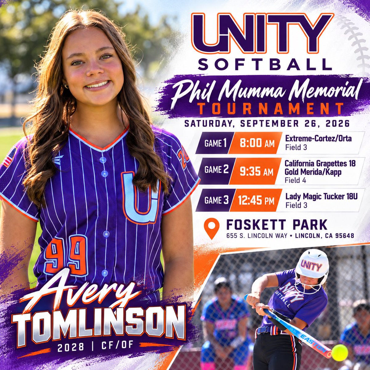 2028AveryT's tweet photo. Excited for another weekend of softball with @UNITYRICKS 🧡💜 #2028Softball #UnitySoftball #AO1 #StudentAthlete https://t.co/LvpGR75gV7