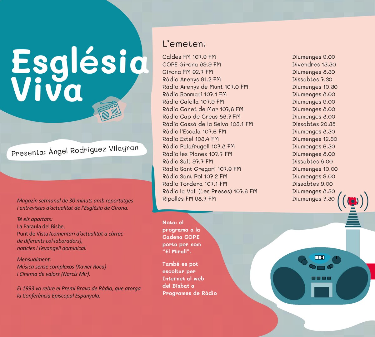 bisbatgirona's tweet photo. 📻  Aquesta setmana parlem dels grups de Fe i Llum a la nostra diòcesi i del pelegrinatge diocesà a Terra Santa presidit pel nostre bisbe @fraoctavi 👉 https://t.co/DCFFdGGppq https://t.co/MSEEB00EG0