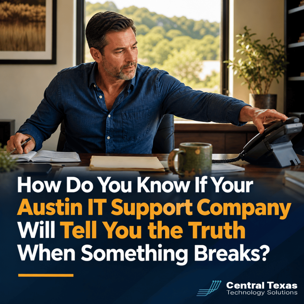 CTTSonline's tweet photo. Can you trust your IT support company when something breaks? That is the real question. 📞 Our latest article explains how to test an IT provider’s honesty before you sign. 

https://t.co/RBoU55Ke7F

#CTTSonline #AustinTX #RoundRockTX #ITSupport #ManagedITServices https://t.co/ZWSHKd2kI6