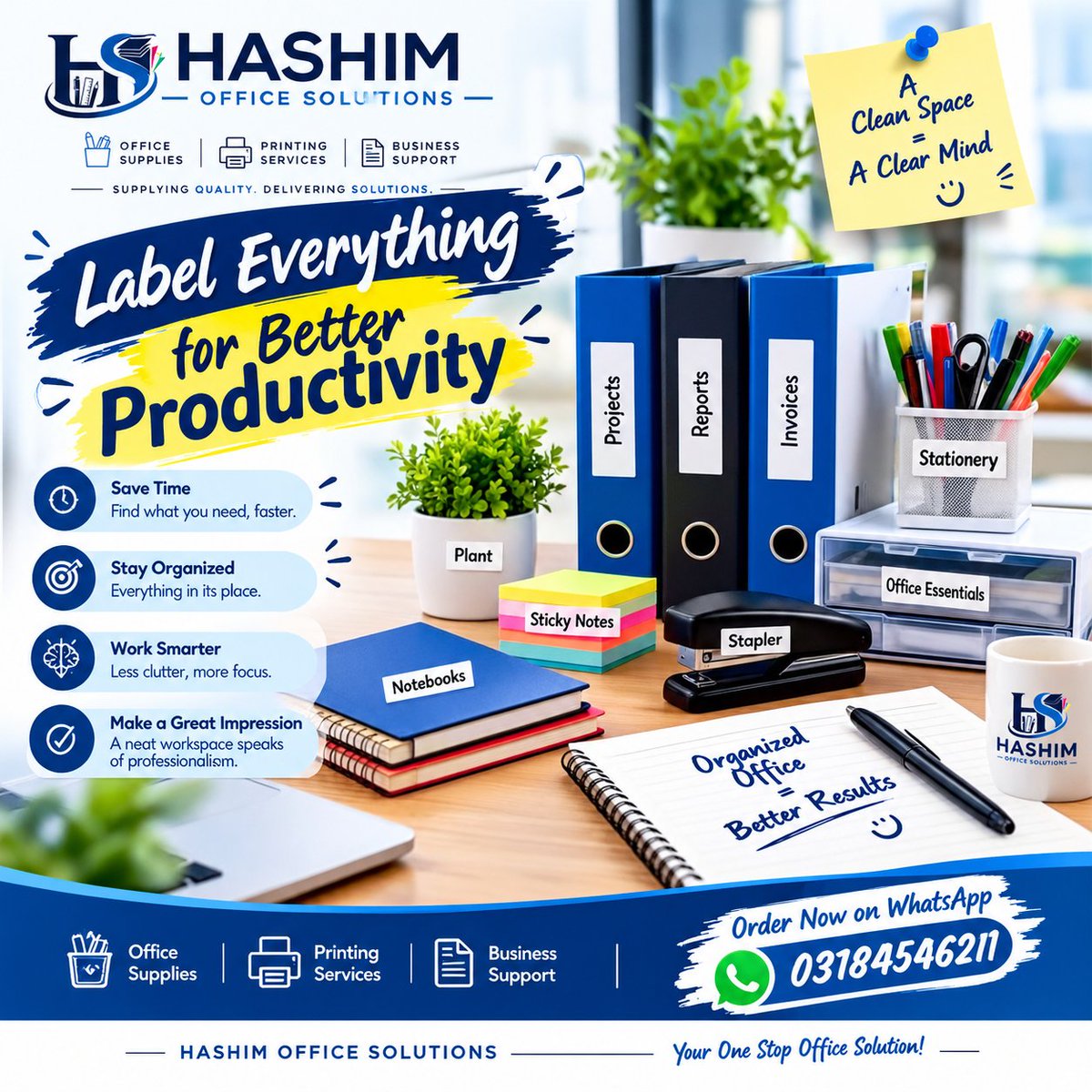 HashimSolutiond's tweet photo. A clean space = a clear mind. Label it, love it, work smarter. 🏷️
📲 03184546211

#OfficeOrganization #LabelEverything #ProductivityTips https://t.co/Uely7qdly7
