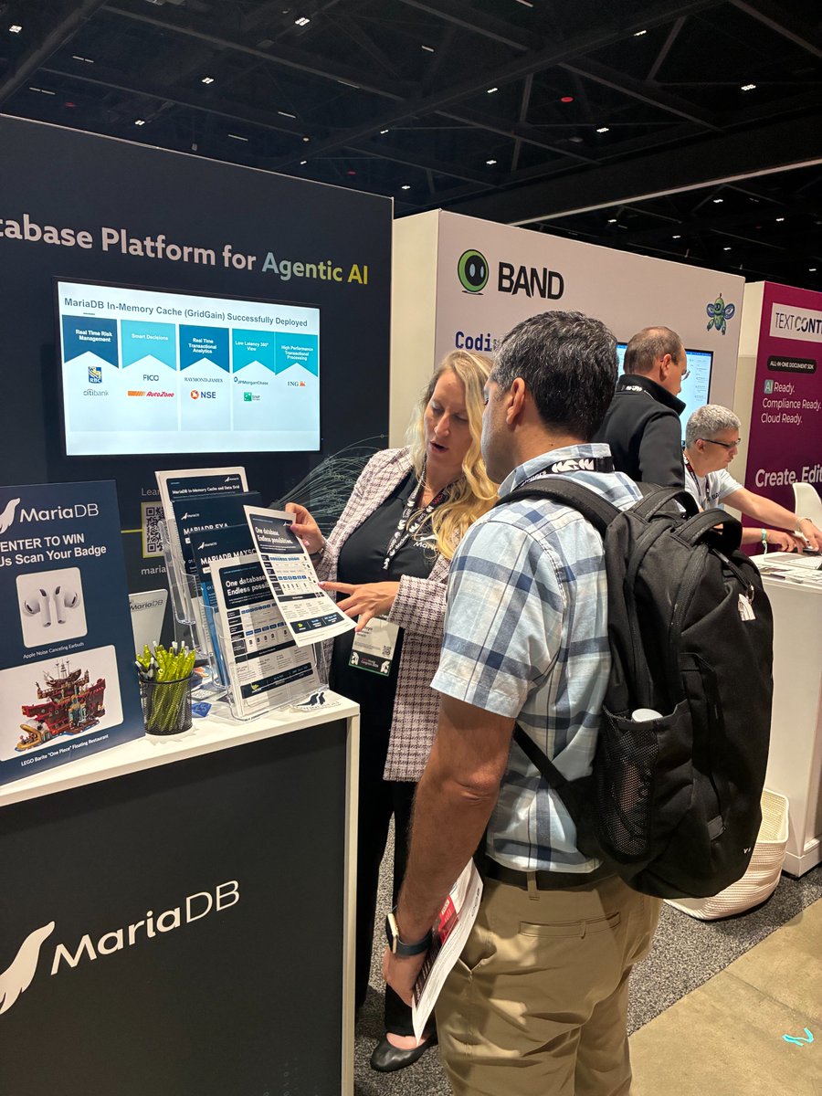 mariadb's tweet photo. LAST CHANCE: Stop by Booth 622 at the @WeAreDevs World Congress in San Jose today to explore the MariaDB Enterprise Platform with our on-site experts — then, check out the session "How AI Search Changes the Data Game" with MariaDB's Vikas Mathur on the Tech Leaders stage at 12:20PM!