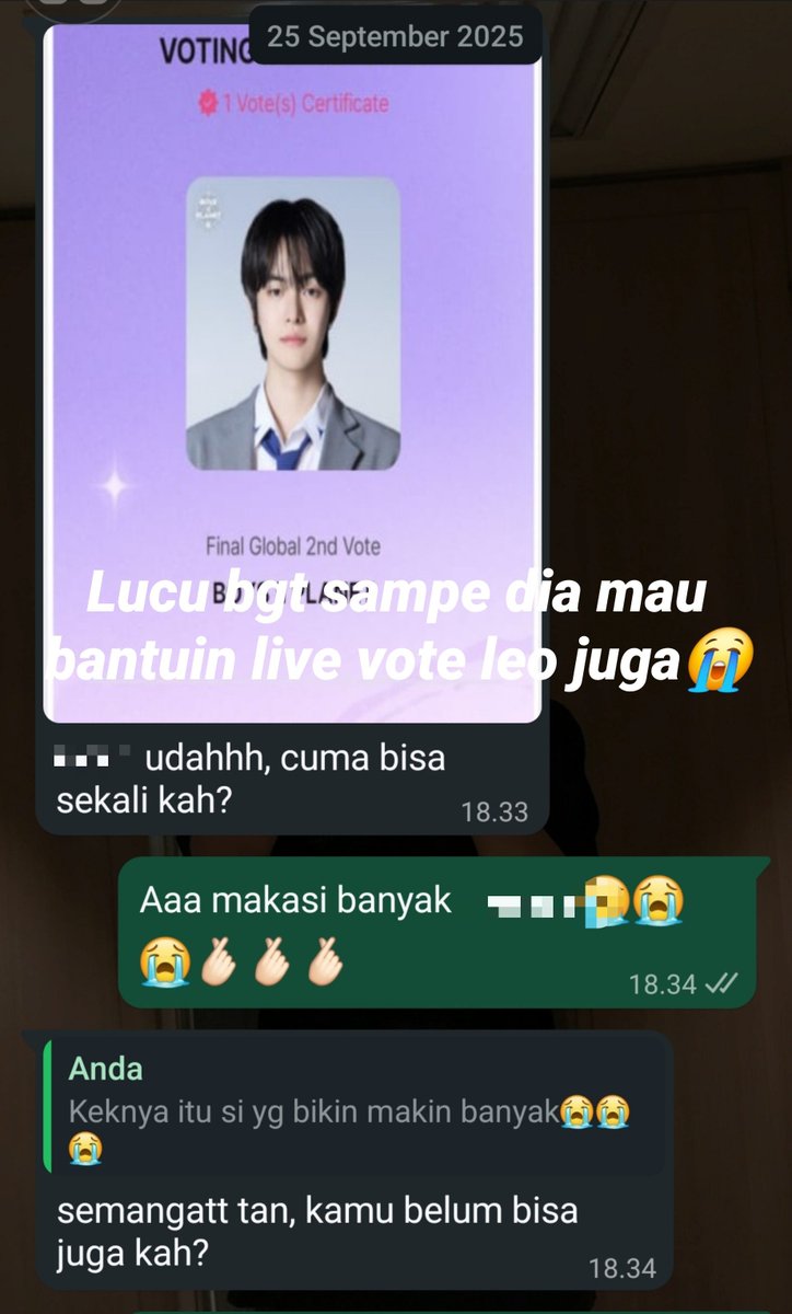 bitnaneunleo's tweet photo. Bahkan sampe dia bantuin live vote juga, yg emng anaknya ga ngikutin b2p dan ikutan excited pas tau kalo leo debut trus kaget kalo ranknya turun bgt😭💗
Beneran kayak baru kmrn, tapi ternyata udh 1 thn yg lalu. Gue beruntung bgt punya tmn yg support kayak gini, makasi my love🥺🫶 https://t.co/SbdRT5GDAY