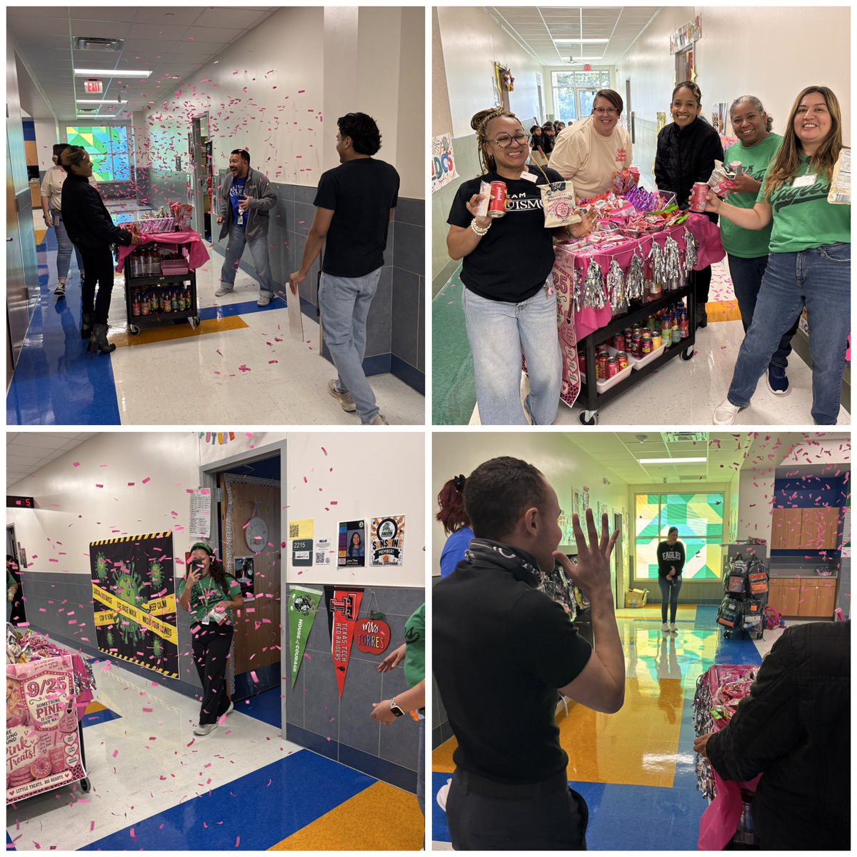 JQAEaglesDISD's tweet photo. In honor of National Dolly Day (9/25), we celebrated in style with Pink Confetti cannons, Pink Snacks &amp; Drinks, and all the Dolly love! 💕 Always find a way to celebrate your team and have fun! 🫶🏼 @Region1DISD @RubyGarzaDISD @DollyParton @dallasschools @DallasISDSupt https://t.co/yMfqFztsQF