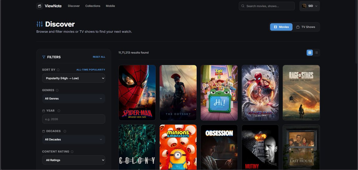 viewnote799's tweet photo. Try ViewNote, a more modern independent alternative to Letterboxd with strong TV show/ season/ episode tracking, free alternate poster customisation, deep profile statistics, and easy Letterboxd + TV Time data import completely free, no ads, no paywalls.
https://t.co/GbdxNbNjhC https://t.co/NsTLPALyt2