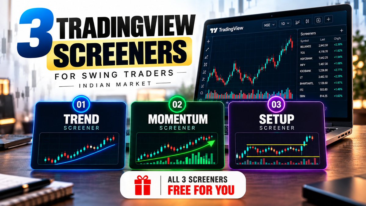 learntotrade365's tweet photo. SWING TRADERS , don't analyse the entire market, find the few stocks that deserve your attention.

3 TradingView Screeners to help you filter the stocks before deeper analysis.

To get it:

Follow me , Like &amp; Retweet this tweet and comment " screener " you will get in your DM https://t.co/xk3SY0nbfh