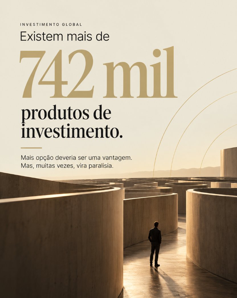 ZeomGlobal's tweet photo. Existem mais de 742 mil produtos de investimento para escolher no mundo. Mais opção não é mais liberdade. Costuma virar paralisia.

A zeom mostra o que faz sentido para você, não o catálogo inteiro. Menos é mais! https://t.co/XatLvJ37k1