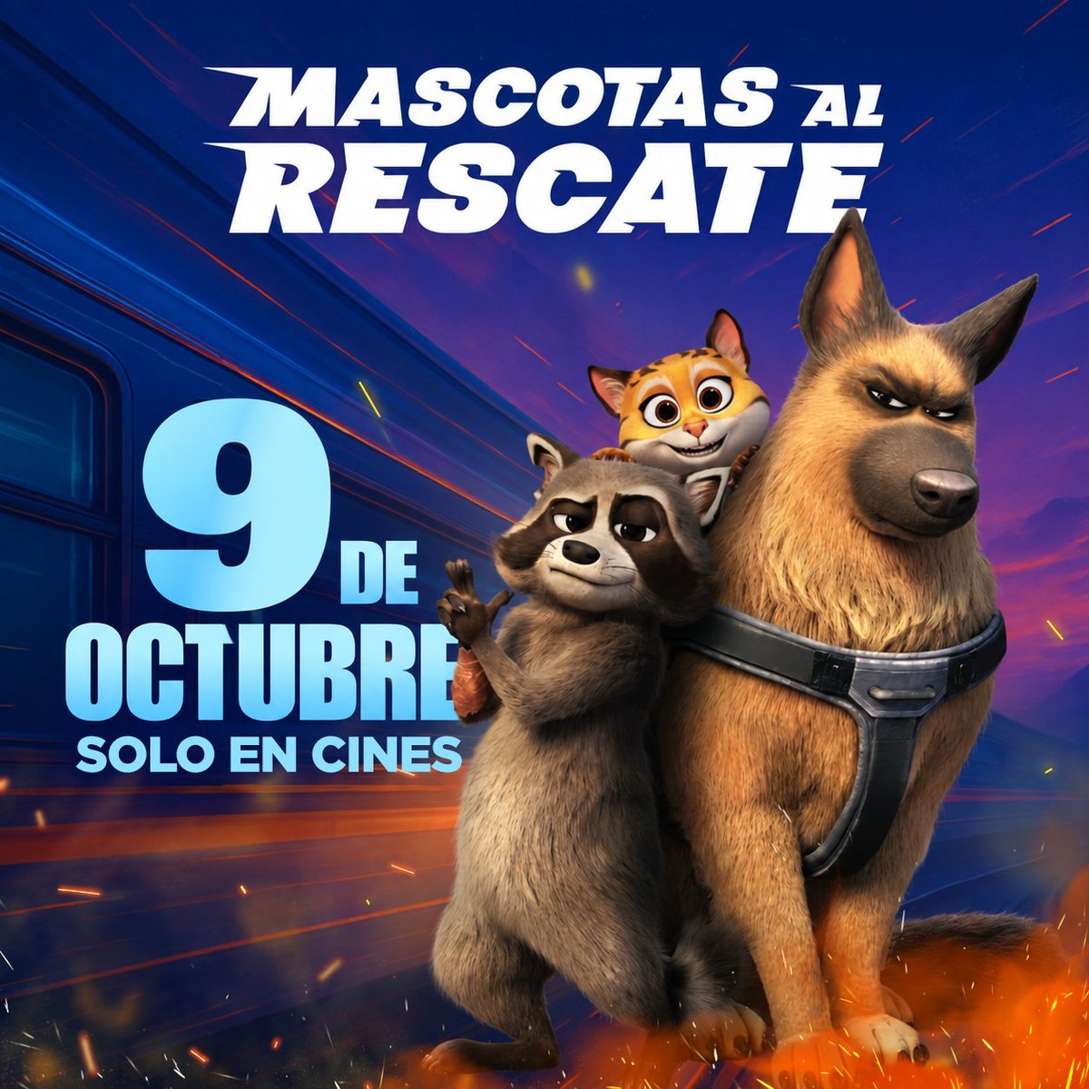 FlinsyP's tweet photo. La misión es salvar el tren. El verdadero reto es conseguir que todos trabajen juntos. 🐾💛
Una aventura llena de acción, humor y un equipo irresistible.🙈
"MASCOTAS AL RESCATE", el próximo 9 de octubre solo en cines.✨
#MascotasAlRescate #Animacion #SoloEnCines https://t.co/E7NjSMm3yu