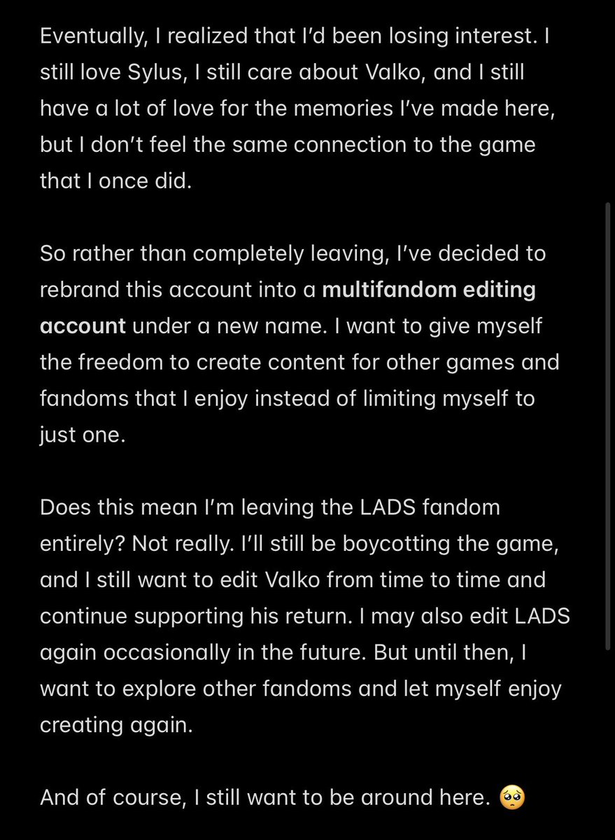 sieniifx's tweet photo. Hiii. Lil announcement regarding my plans with my editing. I had been thinking about this for a very long time now and I’ve decided to finally go with it. As I mentioned here I’ll still be here, boycotting with Y’all regarding Valko. but I’ll also be opening up for more edits now https://t.co/8XxAbYvnVc