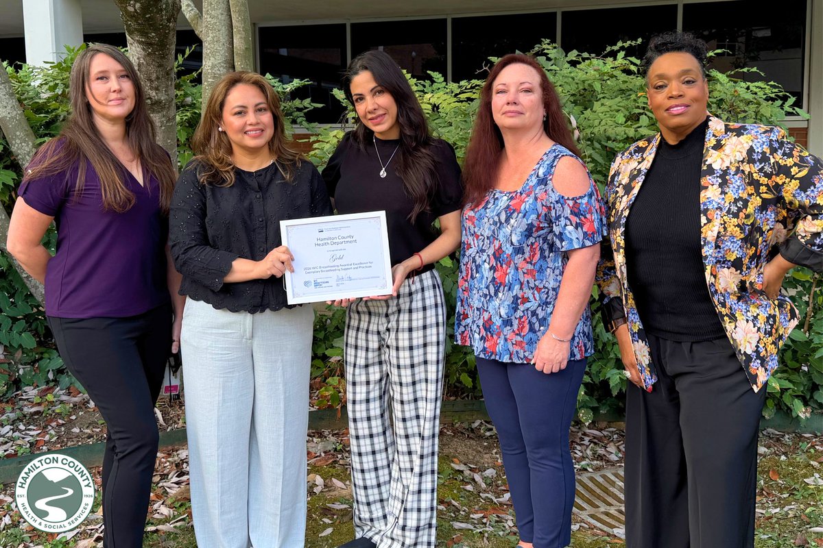 HamiltonHealth's tweet photo. CONGRATS TEAM! 
Hamilton County Breastfeeding Peer Counselors received the 2026 USDA Gold Award of Excellence for exemplary breastfeeding support and practices. The Tennessee Department of Health presented the award during its field staff training on August 27. Hamilton County’s program was one of only three in the state to receive this honor. To qualify, applicants must meet all 30 Gold Award criteria, demonstrating excellence in breastfeeding practices and support beyond the core components of the WIC Breastfeeding Model for Peer Counseling. Hamilton County’s peer counselors are Zina Difrancesco, Paula Allgood, Maricela Martinez, and Exelia Mejia Perez. They provide peer-to-peer education and support to expectant and postpartum mothers throughout their breastfeeding journeys. They are also available after hours to address concerns that may arise. Breastfeeding Coordinator Melissa Johnson, a registered nurse and certified lactation counselor, leads the team and provides specialized assistance to mothers facing a wide range of breastfeeding challenges.