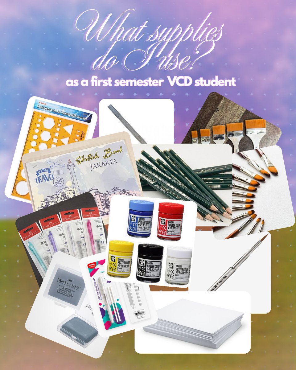 kintsugiara's tweet photo. What supplies do I use as a first-semester VCD student? 🎨 https://t.co/NtgqiGn4q9