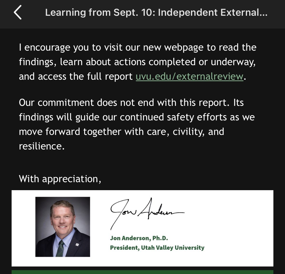 TheCougChron's tweet photo. BREAKING: @UVU has just published their independent external review of the events surrounding the assassination of Charlie Kirk. Link in top comment. https://t.co/lGpxptIXaK